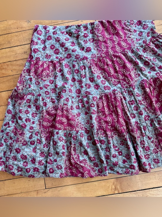 Chaps Dresses & Skirts - Y2K vintage 2000s Chaps floral paisley design skirt tired mid thigh red green